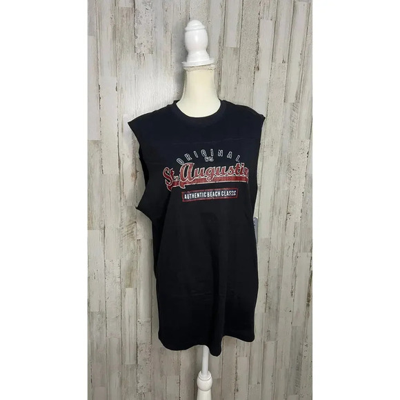 NWT St. Augustine Men's Large Black Sleeveless Graphic Tee - Picture 1 of 6